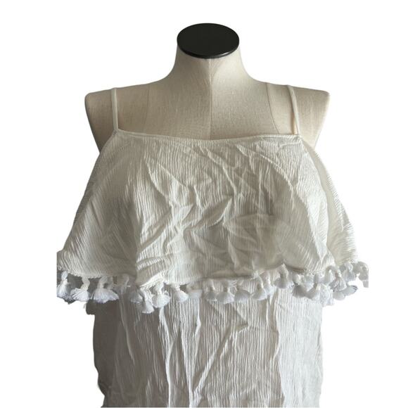 1. State womens size Large blouse top shirt boho tassels white sleeveless NWT - Picture 5 of 11